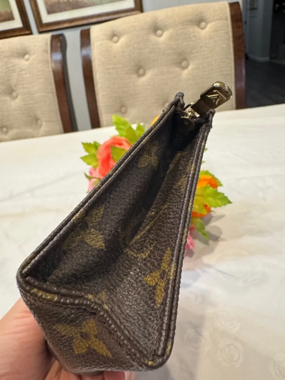 Authentic Louis Vuitton Monogram Canvas Zipped Pouch